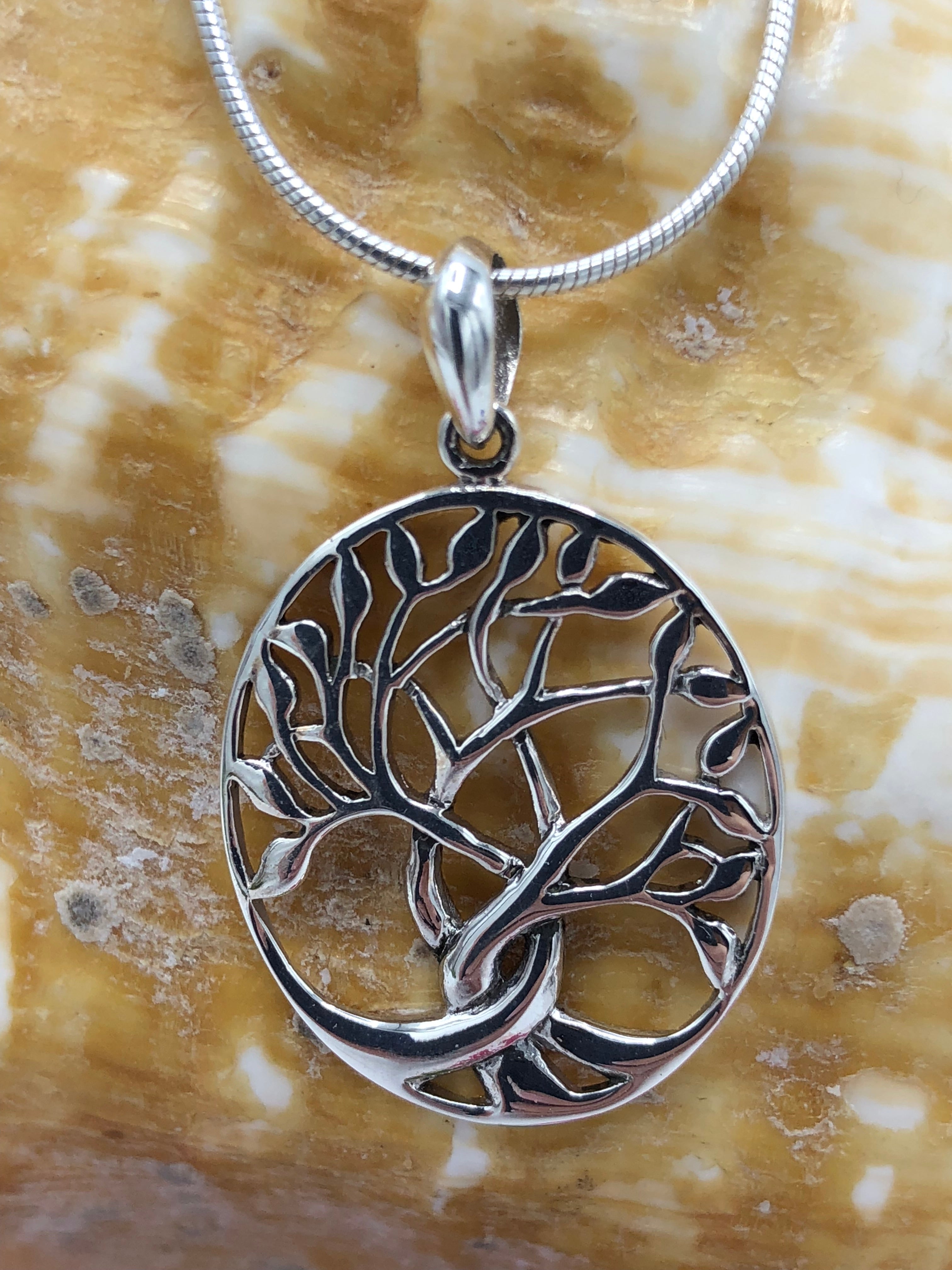 Oval Sterling Tree of Life Pendant